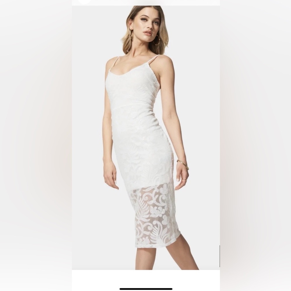 Bebe woman’s Sequin Bodycon Dress White Size M
